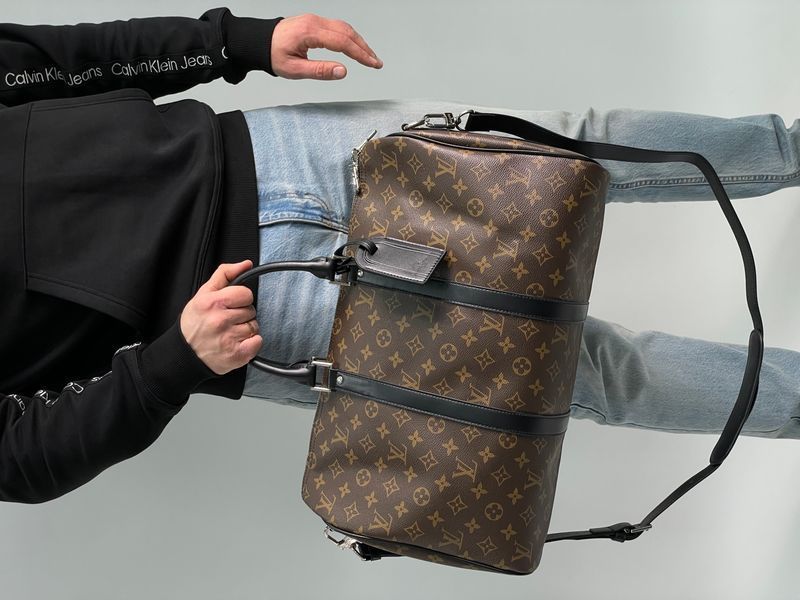 Дорожная сумка Louis Vuitton Keepall Bandouliere 45 in Brown Monogram Macassar Coated Canvas 99287 фото