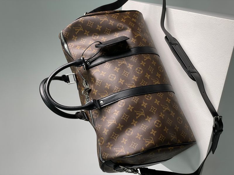 Дорожная сумка Louis Vuitton Keepall Bandouliere 45 in Brown Monogram Macassar Coated Canvas 99287 фото