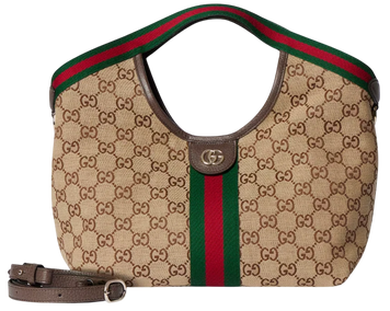 Cумка Gucci Giglio Small Tote Bag in Beige and Dark Brown GG Canvas 608 фото