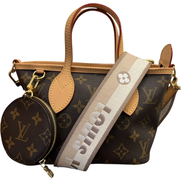 Сумка Louis Vuitton Neverfull BB in Monogram Coated Canvas with Beige Strap 1069 фото