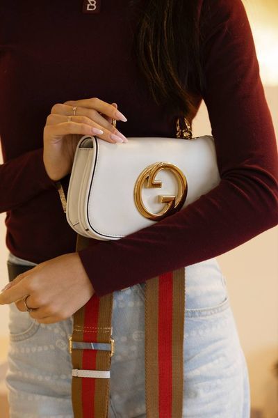Сумка Gucci Blondie Small Shoulder Bag in White Leather 05022 фото