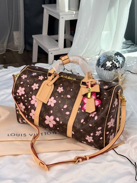 Дорожня сумка Louis Vuitton X Takashi Murakami Keepall Bandouliere 45 in Sakura Brown Monogram Cherry Blossom 0708 фото