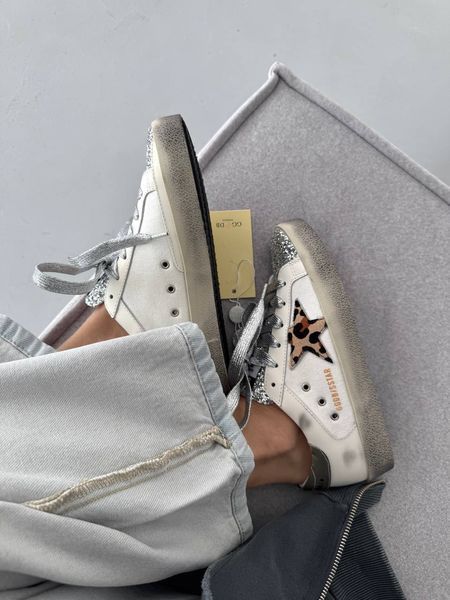 Жіночі кеди Golden Goose Superstar Sneakers in White Double/Silver Glitter Premium 36 1444 фото