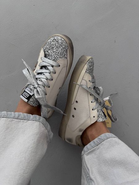 Жіночі кеди Golden Goose Superstar Sneakers in White Double/Silver Glitter Premium 36 1444 фото