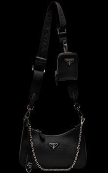 Сумка Prada Re-Edition 2005 Saffiano Leather Bag Black/Silver 99411 фото