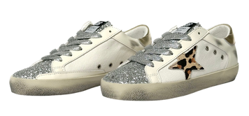 Жіночі кеди Golden Goose Superstar Sneakers in White Double/Silver Glitter Premium 37 1444 фото