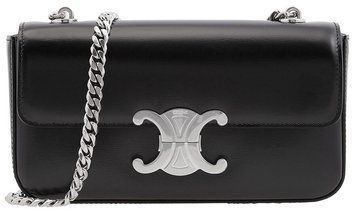 Сумка Celine Claude Chain Shoulder Bag in Shiny Black Calfskin/Silver Hardware 0361 фото