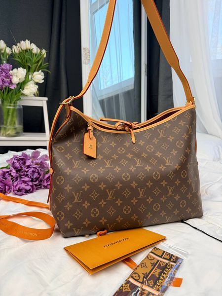 Cумка Louis Vuitton CarryAll MM Bag in Brown Monogram Coated Canvas with Gold-Toned Hardware Premium 7489 фото