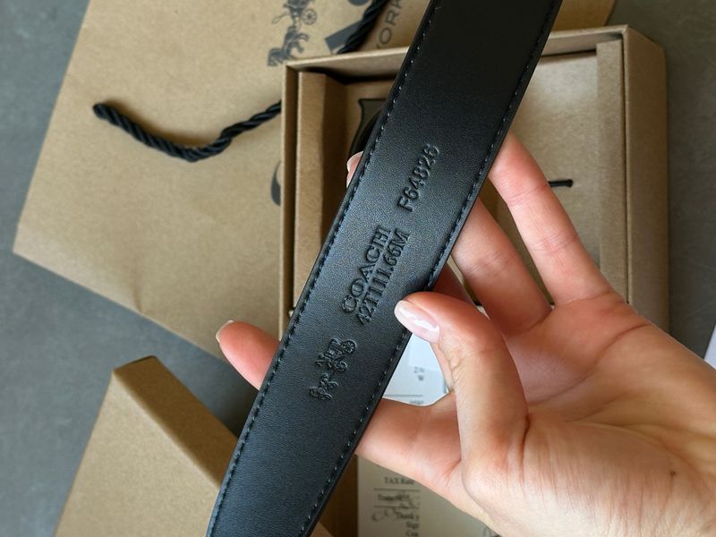 Ремень Coach Belt Kit Grey Canvas/Black Fittings 66166 фото