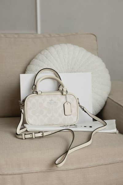 Сумка Coach Rowan Satchel Crossbody Bag in Signature Canvas White/Chalk 0484 фото