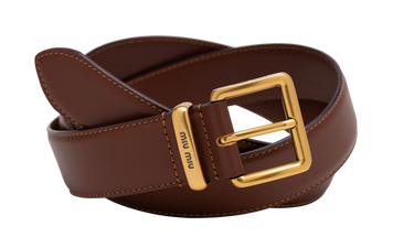 Ремінь Miu Miu Leather Belt Brown/Gold 66158 фото