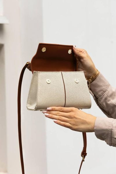 Сумка JW PEI Elise Top-Handle Bag in Brown Canvas 0523 фото