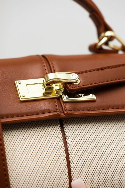 Сумка JW PEI Elise Top-Handle Bag in Brown Canvas 0523 фото