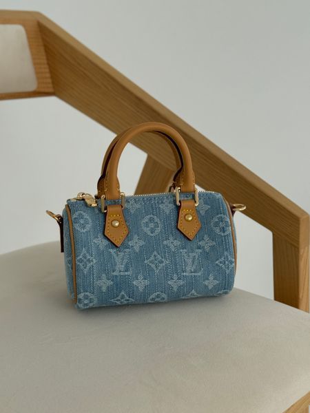 Cумка Louis Vuitton Nano Speedy in Sky Blue Monogram Denim 166 фото