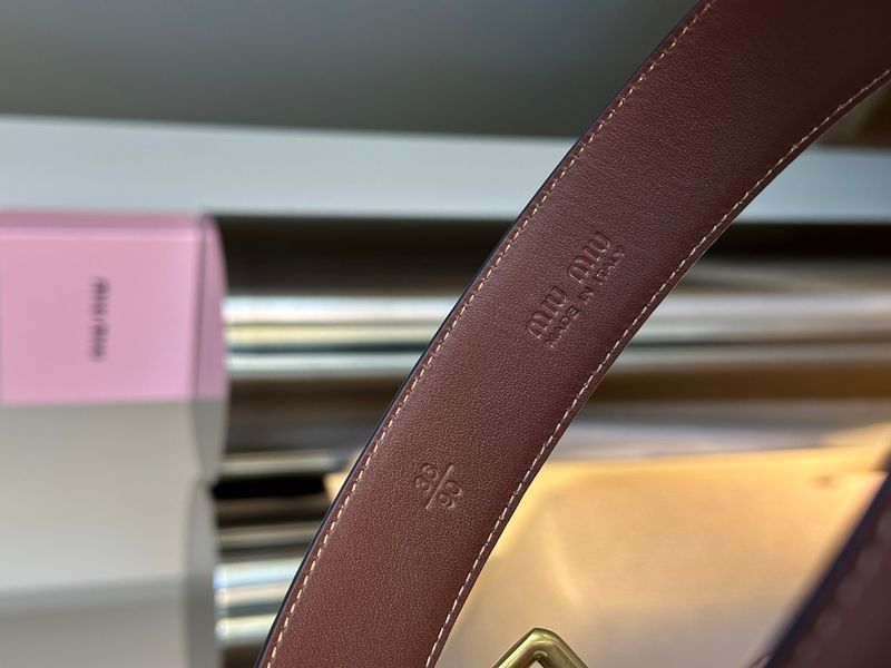 Ремінь Miu Miu Leather Belt Brown/Gold 66158 фото