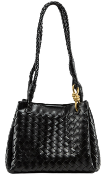 Сумка Bottega Veneta Small Parachute Bag in Black Intrecciato Leather/Gold-Tone Hardware 0449 фото