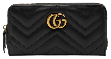 Гаманець Gucci GG Marmont Zip-Around Long Wallet Black Matelasse 88151 фото