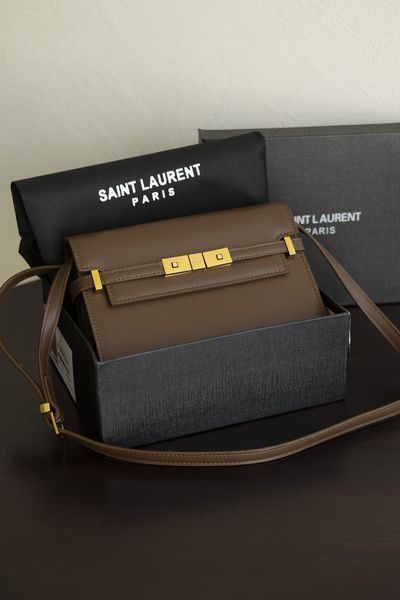 Сумка Saint Laurent Manhattan Medium Shoulder Bag in Smooth Brown Leather 0554 фото