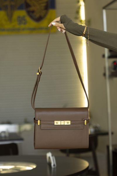 Сумка Saint Laurent Manhattan Medium Shoulder Bag in Smooth Brown Leather 0554 фото
