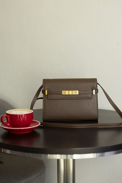 Сумка Saint Laurent Manhattan Medium Shoulder Bag in Smooth Brown Leather 0554 фото