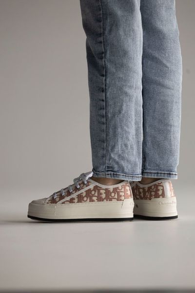 Женские кеды Dior Walk'n'Dior Platform Sneakers in Nude Dior Oblique Embroidered Cotton Premium Quality 36 1162 фото