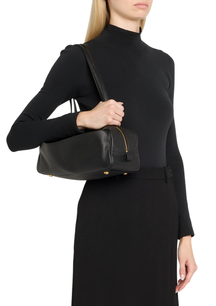 Сумка Balenciaga Carrie Bowling Bag Small in Black Calfskin/Aged-Gold Hardware 991078 фото