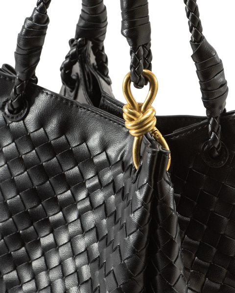 Сумка Bottega Veneta Small Parachute Bag in Black Intrecciato Leather/Gold-Tone Hardware 0449 фото