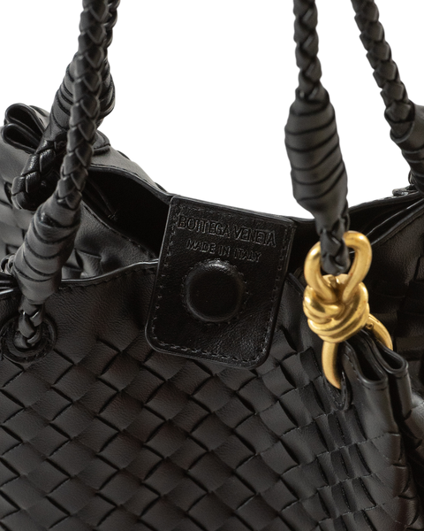 Сумка Bottega Veneta Small Parachute Bag in Black Intrecciato Leather/Gold-Tone Hardware 0449 фото
