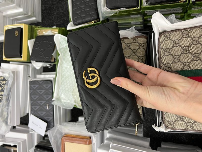 Гаманець Gucci GG Marmont Zip-Around Long Wallet Black Matelasse 88151 фото