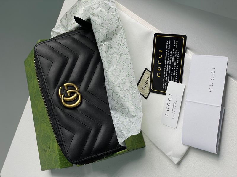 Гаманець Gucci GG Marmont Zip-Around Long Wallet Black Matelasse 88151 фото