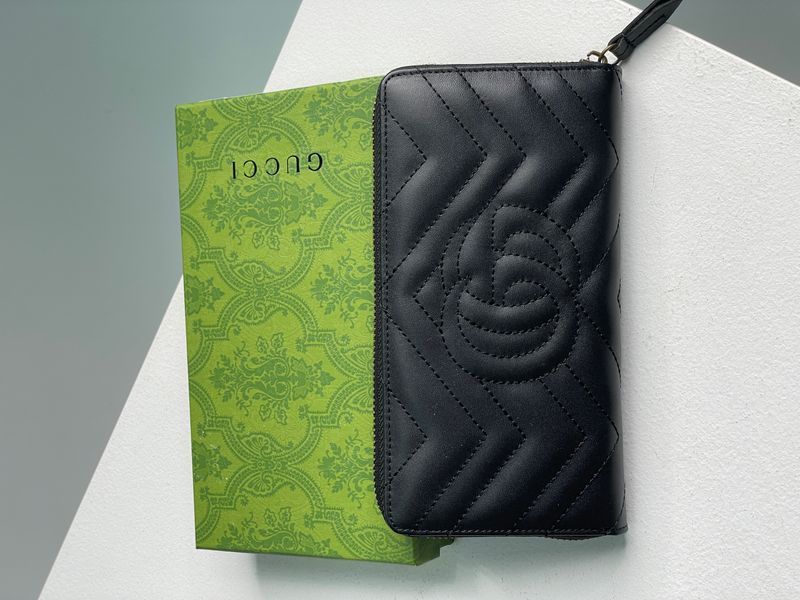 Гаманець Gucci GG Marmont Zip-Around Long Wallet Black Matelasse 88151 фото
