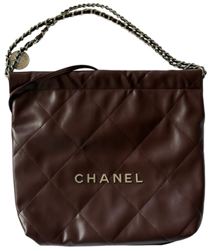 Сумка Chanel 22 Hobo Small Bag in Burgundy Shiny Quilted Calfskin & Silver-Tone Metal 10183 фото