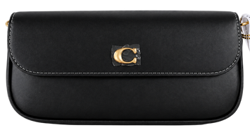 Сумка Coach Brook Flap Chain Bag in Leather Black/Brass Hardware 99741 фото