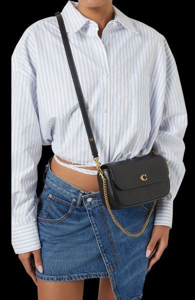 Сумка Coach Brook Flap Chain Bag in Leather Black/Brass Hardware 99741 фото