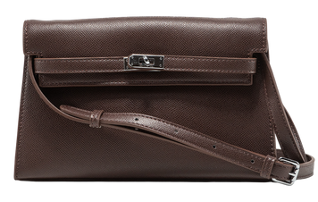 Сумка Hermes Kelly Pochette Mini Handbag Chocolate/Silver Hardware 0366 фото