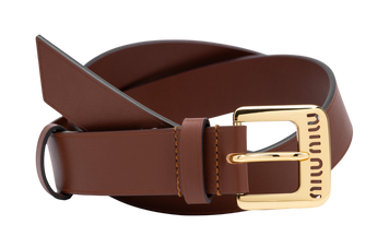 Ремінь Miu Miu Nappa Leather Belt Brown/Gold 66156 фото