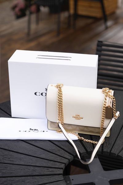 Сумка Coach Mini Klare Crossbody Bag in Blocked Signature Canvas Light Khaki/Chalk/Snake 0301 фото