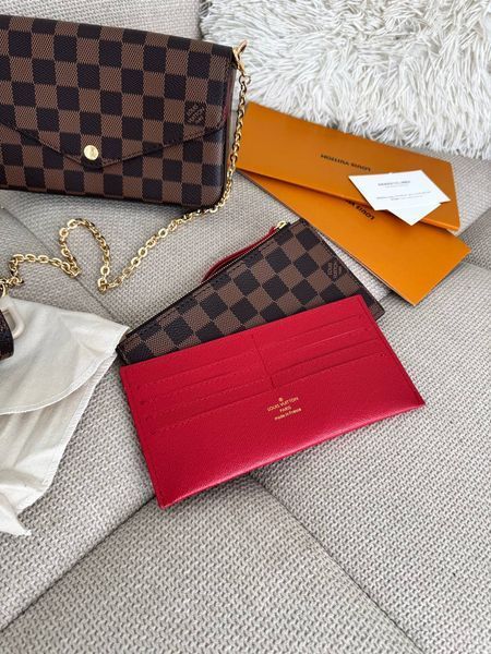 Сумка Louis Vuitton F&eacute;licie Pochette Bag in Damier Ebene Coated Canvas 1052 фото