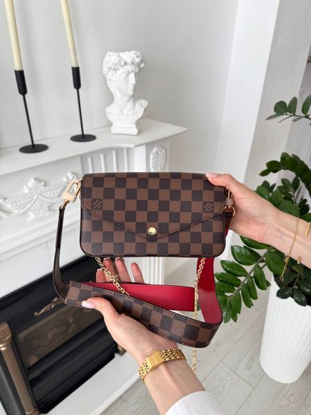 Сумка Louis Vuitton F&eacute;licie Pochette Bag in Damier Ebene Coated Canvas 1052 фото