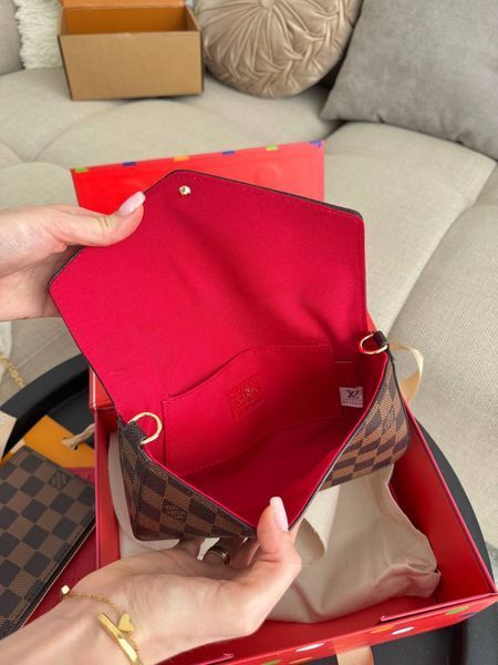 Сумка Louis Vuitton F&eacute;licie Pochette Bag in Damier Ebene Coated Canvas 1052 фото