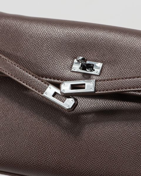 Сумка Hermes Kelly Pochette Mini Handbag Chocolate/Silver Hardware 0366 фото