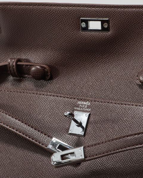 Сумка Hermes Kelly Pochette Mini Handbag Chocolate/Silver Hardware 0366 фото