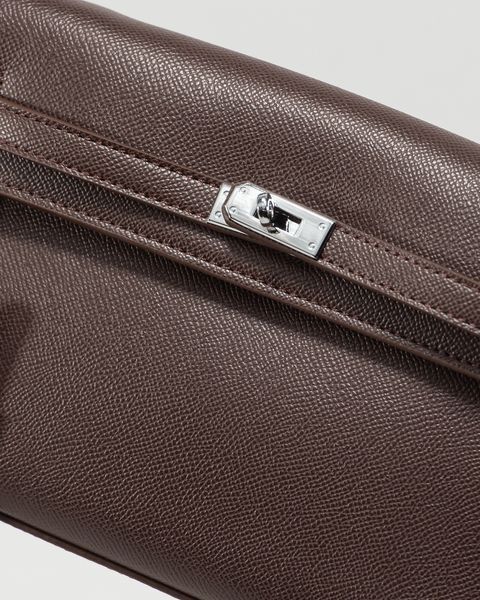 Сумка Hermes Kelly Pochette Mini Handbag Chocolate/Silver Hardware 0366 фото