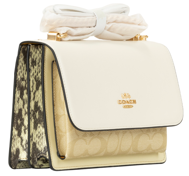 Сумка Coach Mini Klare Crossbody Bag in Blocked Signature Canvas Light Khaki/Chalk/Snake 0301 фото