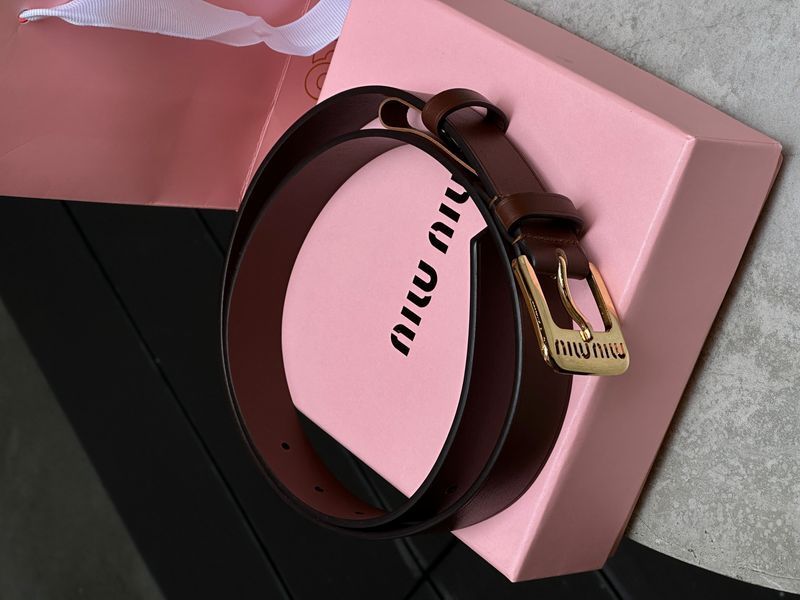 Ремінь Miu Miu Nappa Leather Belt Brown/Gold 66156 фото