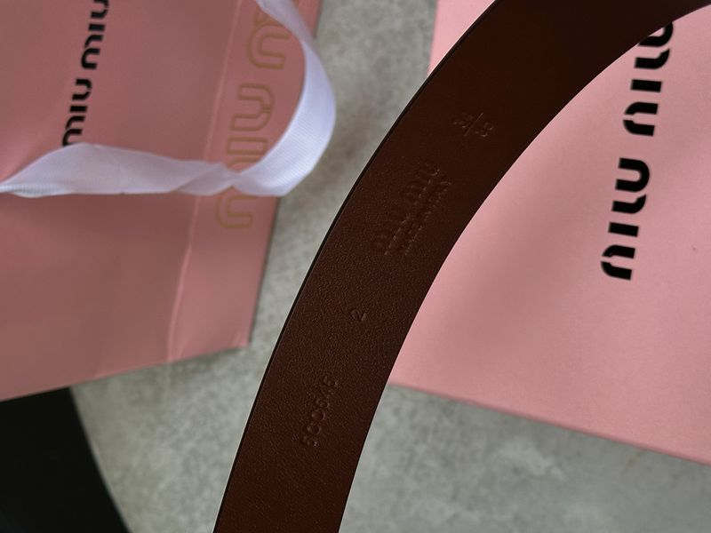 Ремінь Miu Miu Nappa Leather Belt Brown/Gold 66156 фото