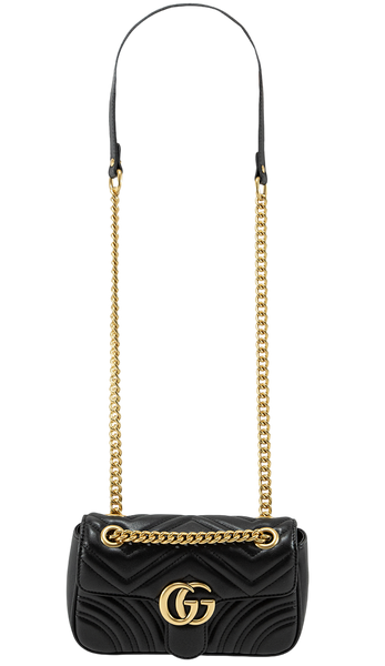 Сумка Gucci Marmont Small Shoulder Bag in Black Matelass&eacute; Chevron Leather/Gold-Toned Hardware 99160 фото