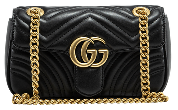 Сумка Gucci Marmont Small Shoulder Bag in Black Matelass&eacute; Chevron Leather/Gold-Toned Hardware 99160 фото