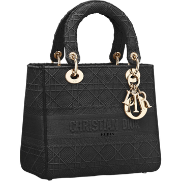 Сумка Dior Medium Lady D-Lite Bag in Black Cannage Embroidery Canvas/Gold Hardware 0391 фото