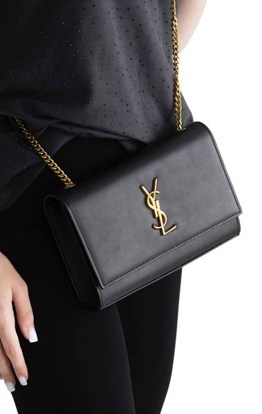 Сумка Saint Laurent Kate Medium Shoulder Bag in Black Calfskin Leather 001 фото